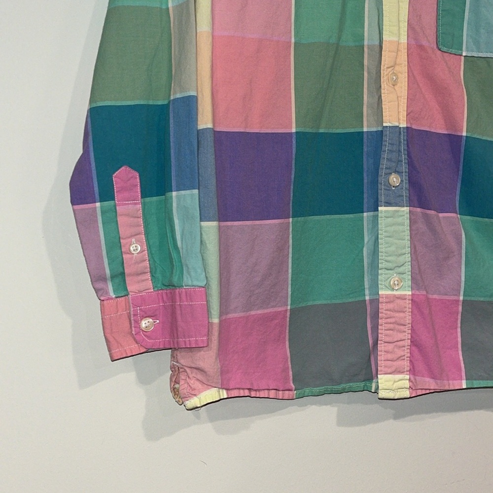 GAP KIDS Youth Boys Pastel Plaid Casual Button Down Shirt Long Sleeve Cotton EUC - Picture 3 of 6